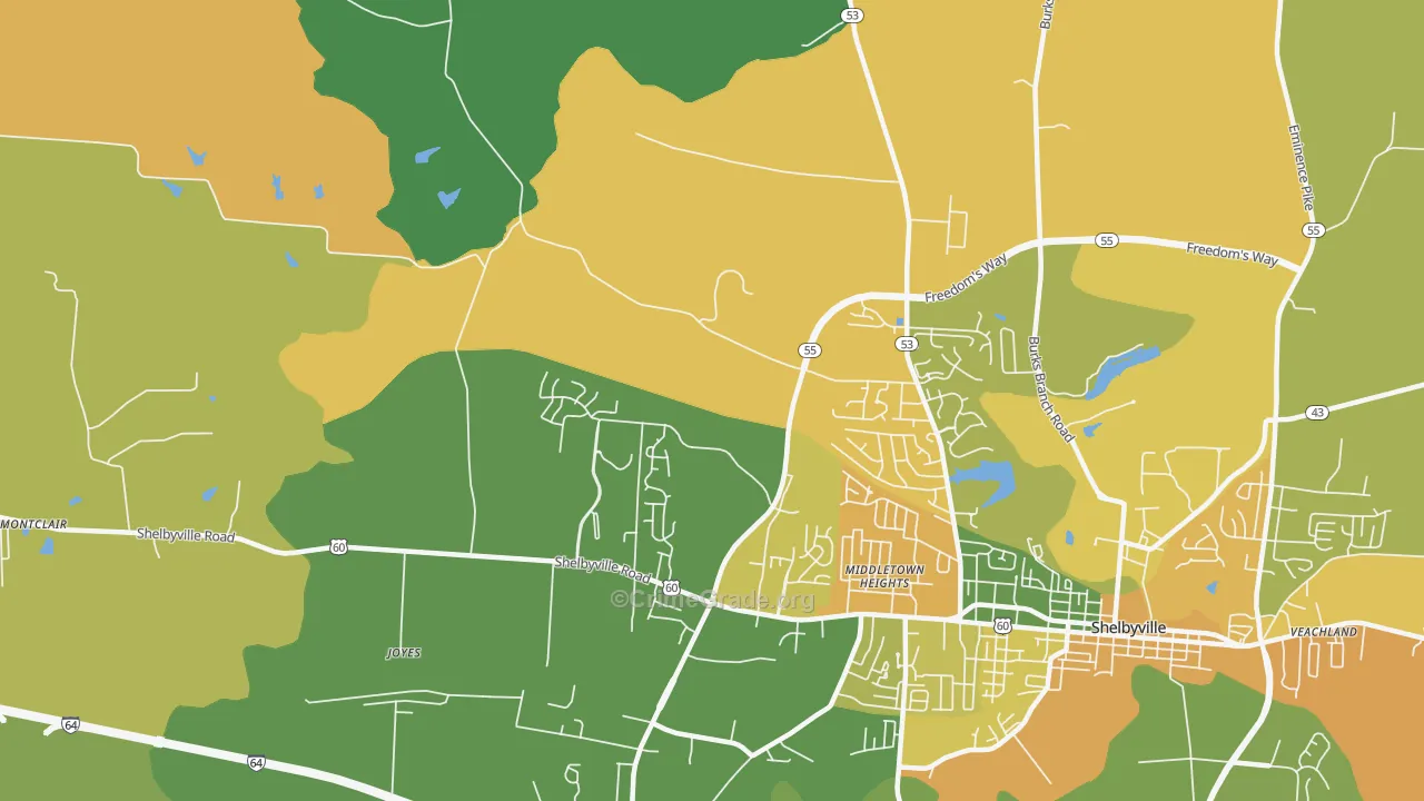 Middletown Heights, KY Map of Drug-Related Crime Rates