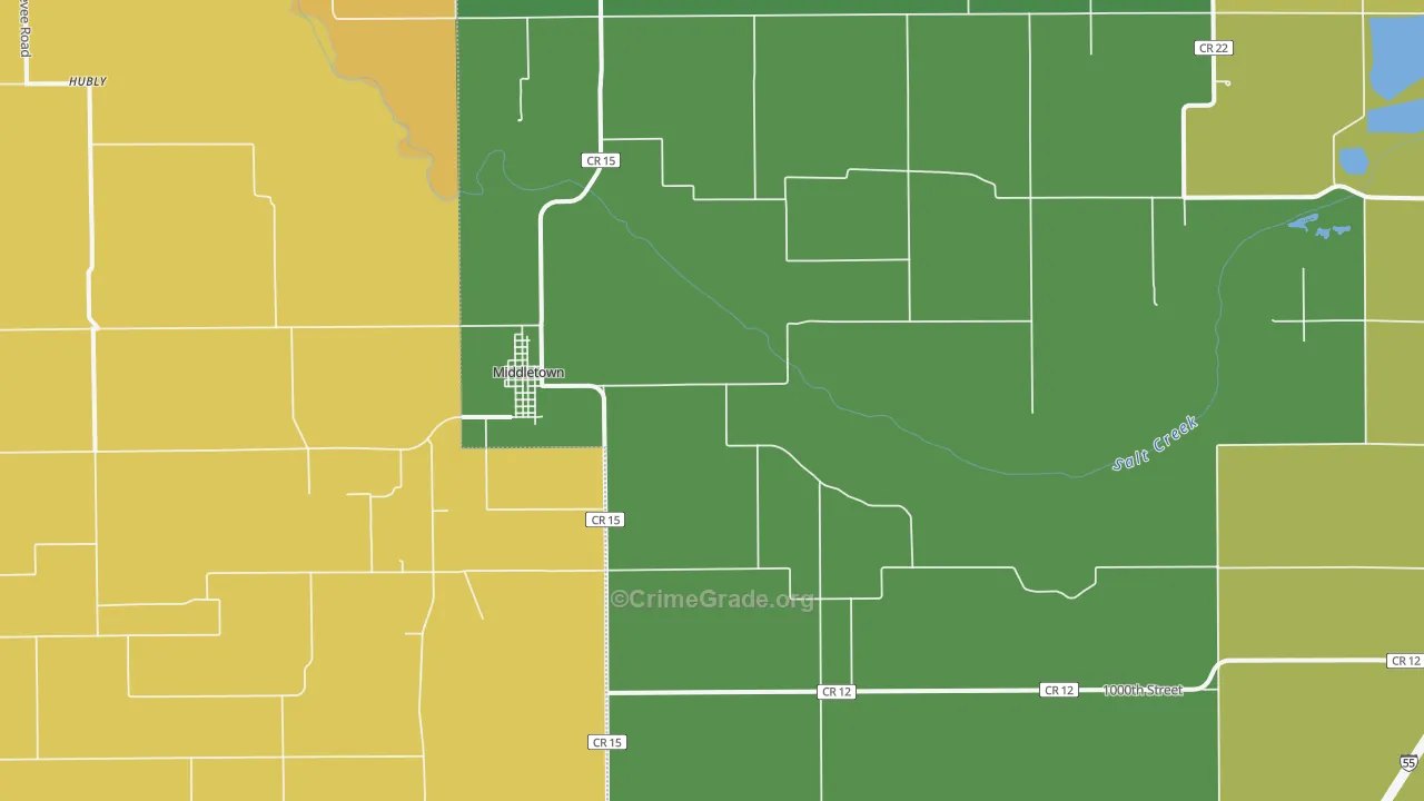 Middletown, IL Map of Drug-Related Crime Rates
