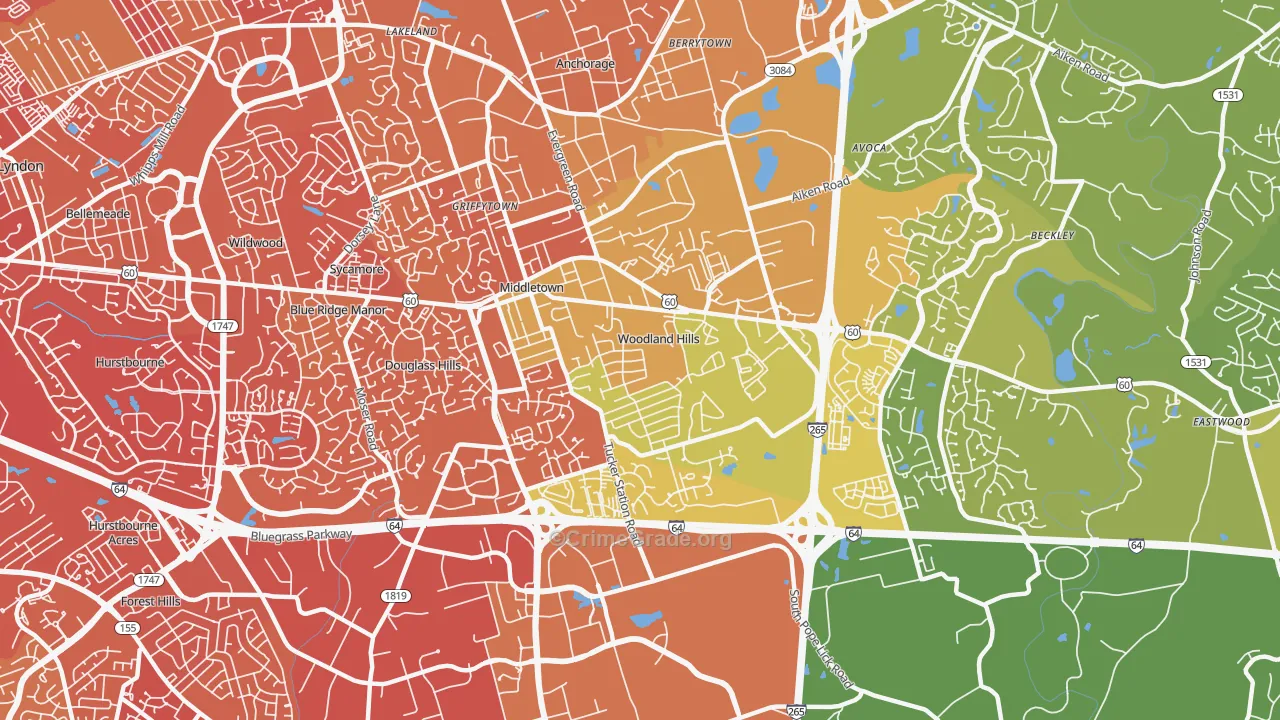 Middletown, KY Map of Drug-Related Crime Rates