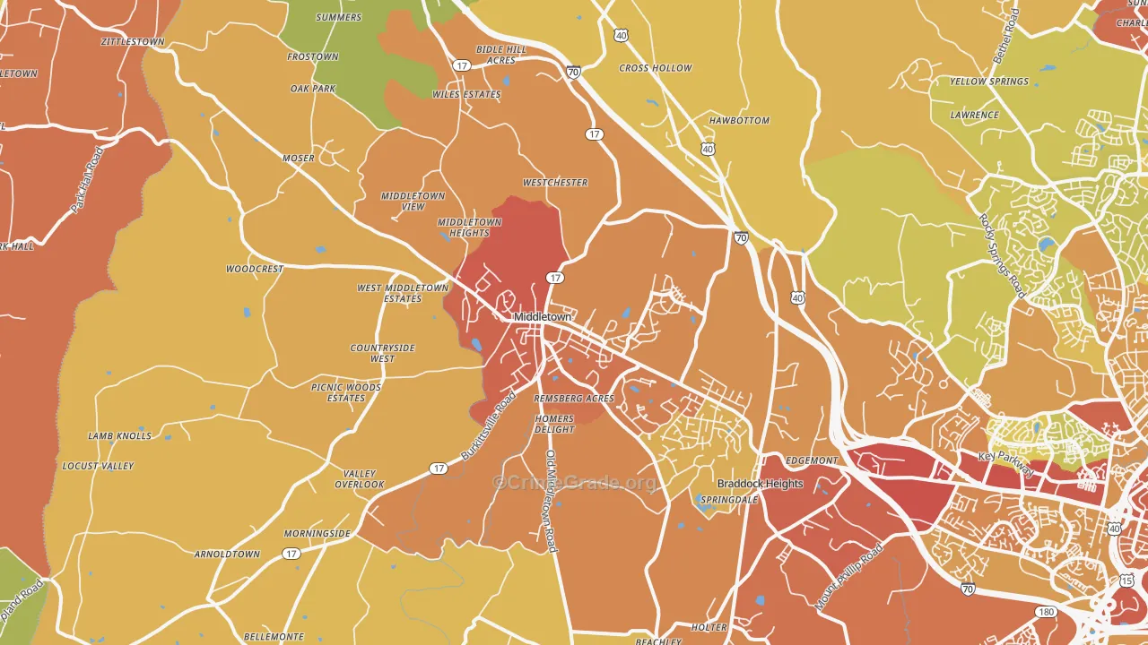 Middletown, MD Map of Drug-Related Crime Rates