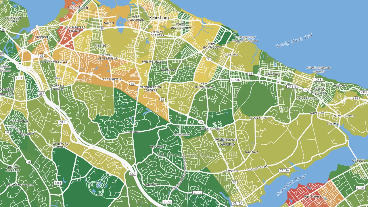Middletown, NJ Map of Drug-Related Crime Rates