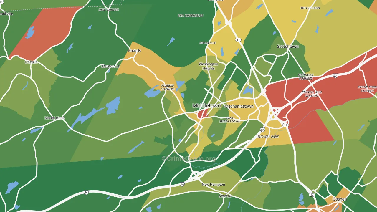 Middletown, NY Map of Drug-Related Crime Rates