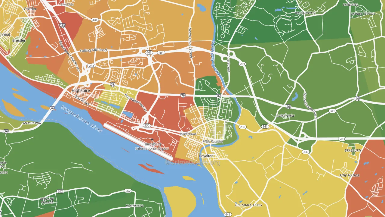Middletown, PA Map of Drug-Related Crime Rates