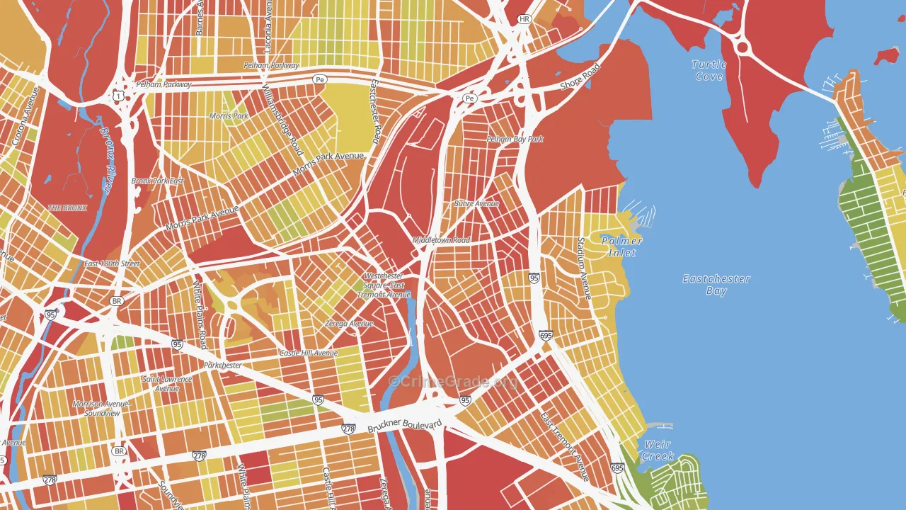 Middletown-Pelham Bay, Bronx, NY Map of Drug-Related Crime Rates