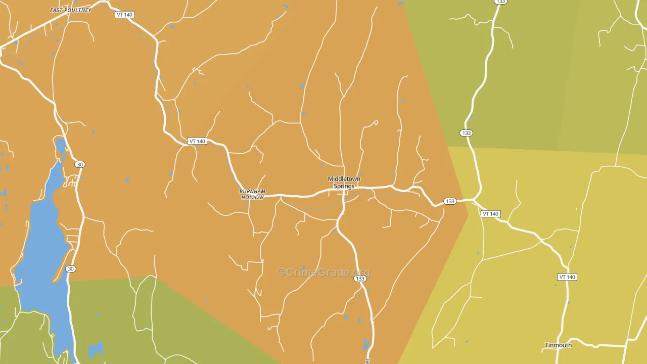 Middletown Springs, VT Map of Drug-Related Crime Rates