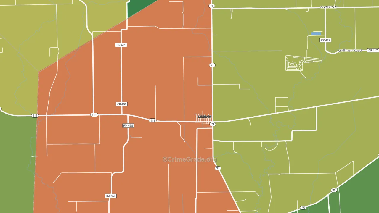 Midfield, TX Map of Drug-Related Crime Rates