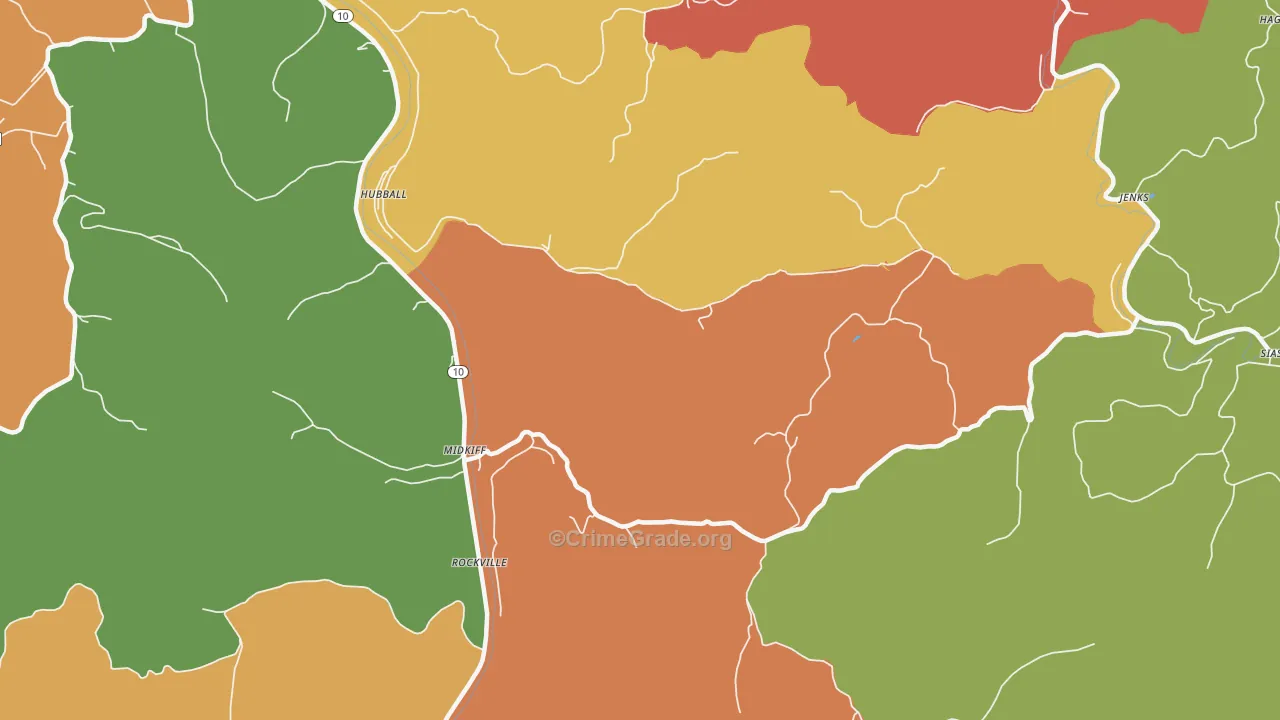 Midkiff, WV Map of Drug-Related Crime Rates