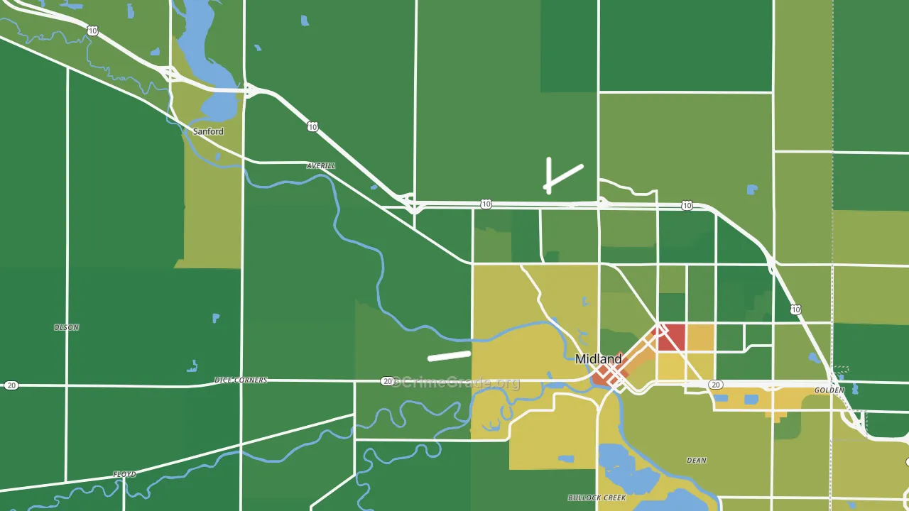 Midland County, MI Map of Drug-Related Crime Rates