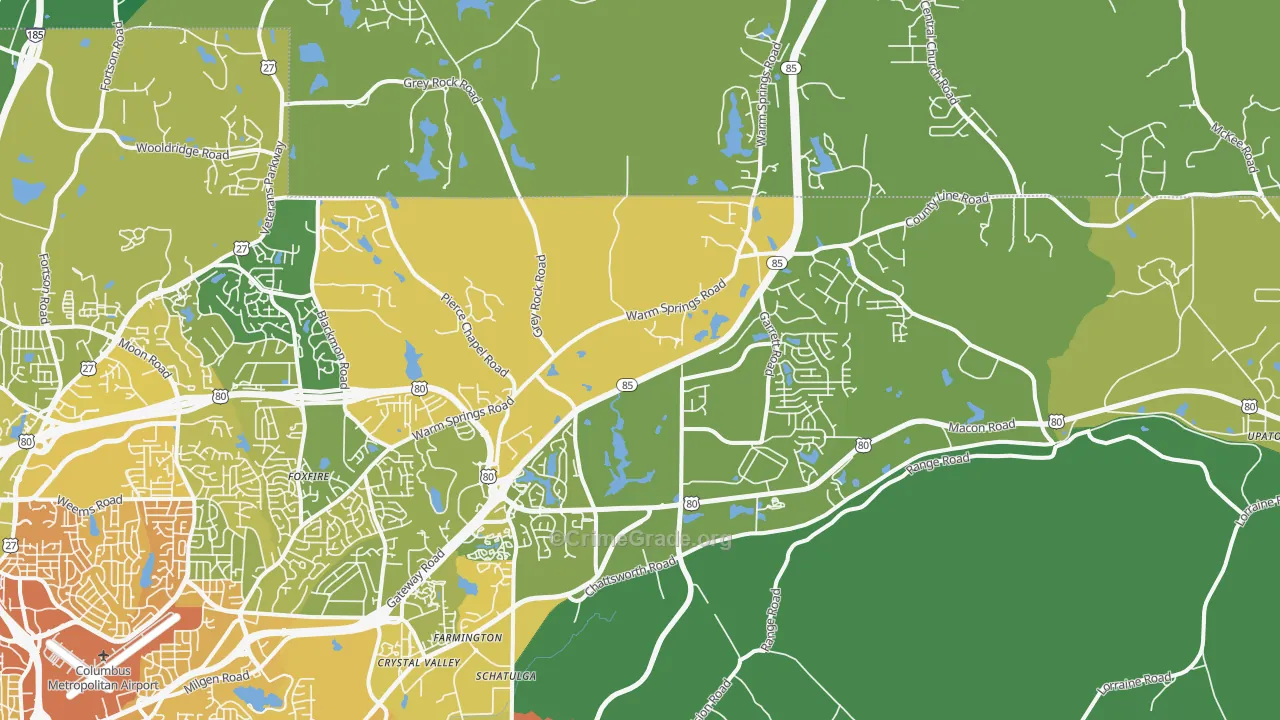 Midland, GA Map of Drug-Related Crime Rates