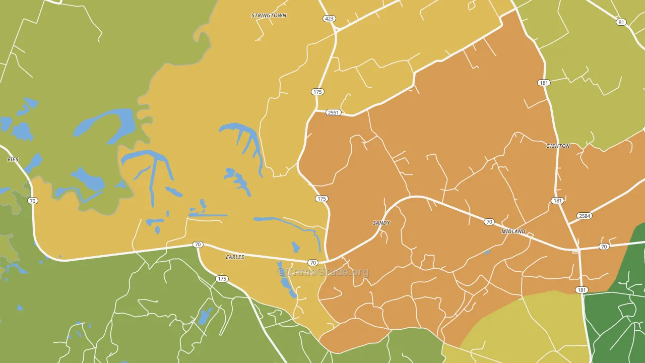 Midland, KY Map of Drug-Related Crime Rates