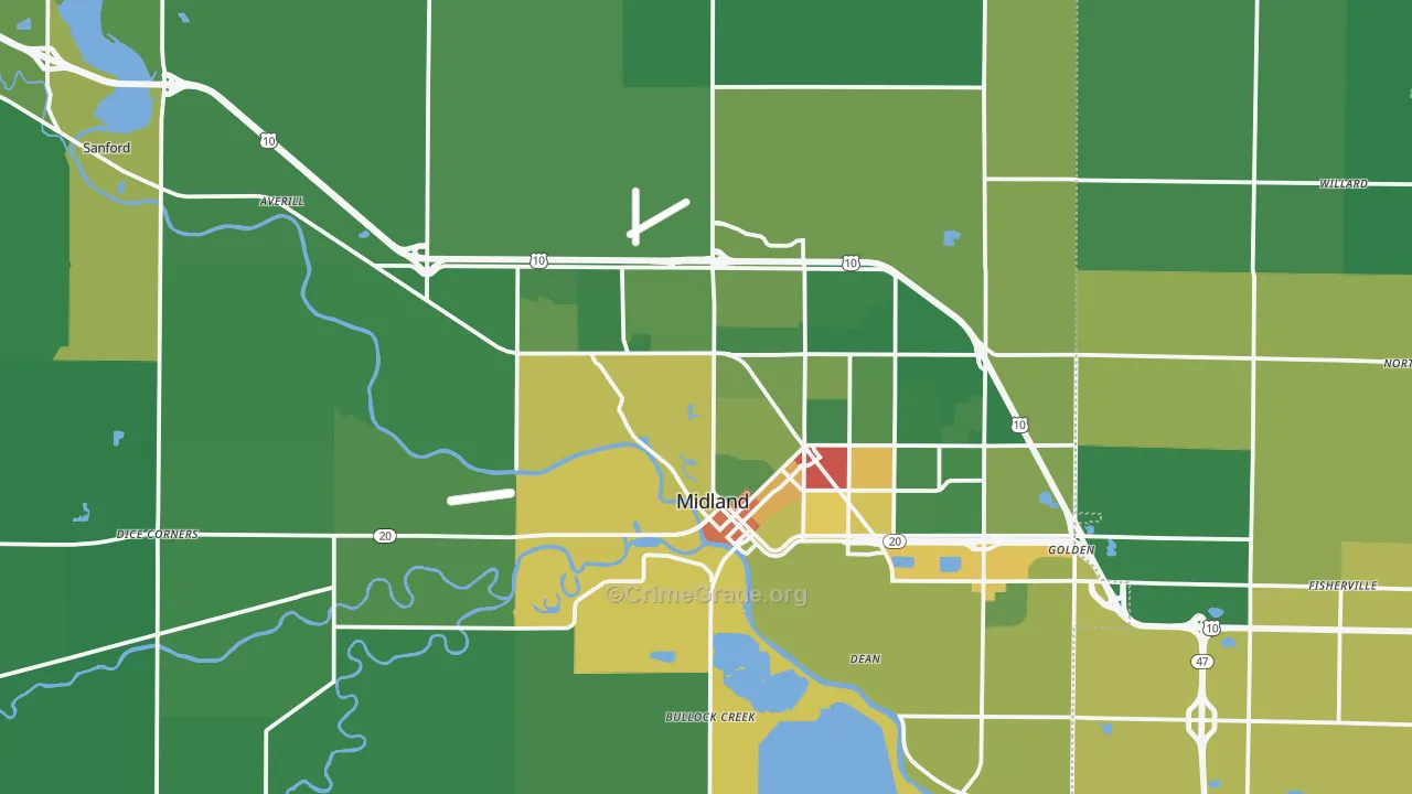Midland, MI Map of Drug-Related Crime Rates