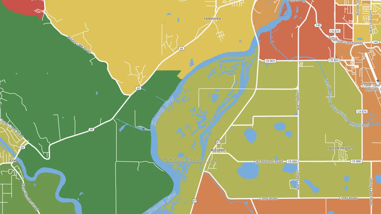 Midland, OR Map of Drug-Related Crime Rates