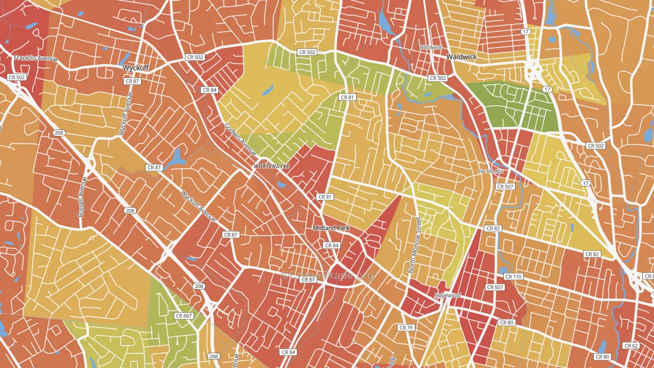 Midland Park, NJ Map of Drug-Related Crime Rates