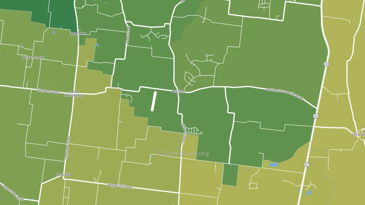 Midland, TN Map of Drug-Related Crime Rates