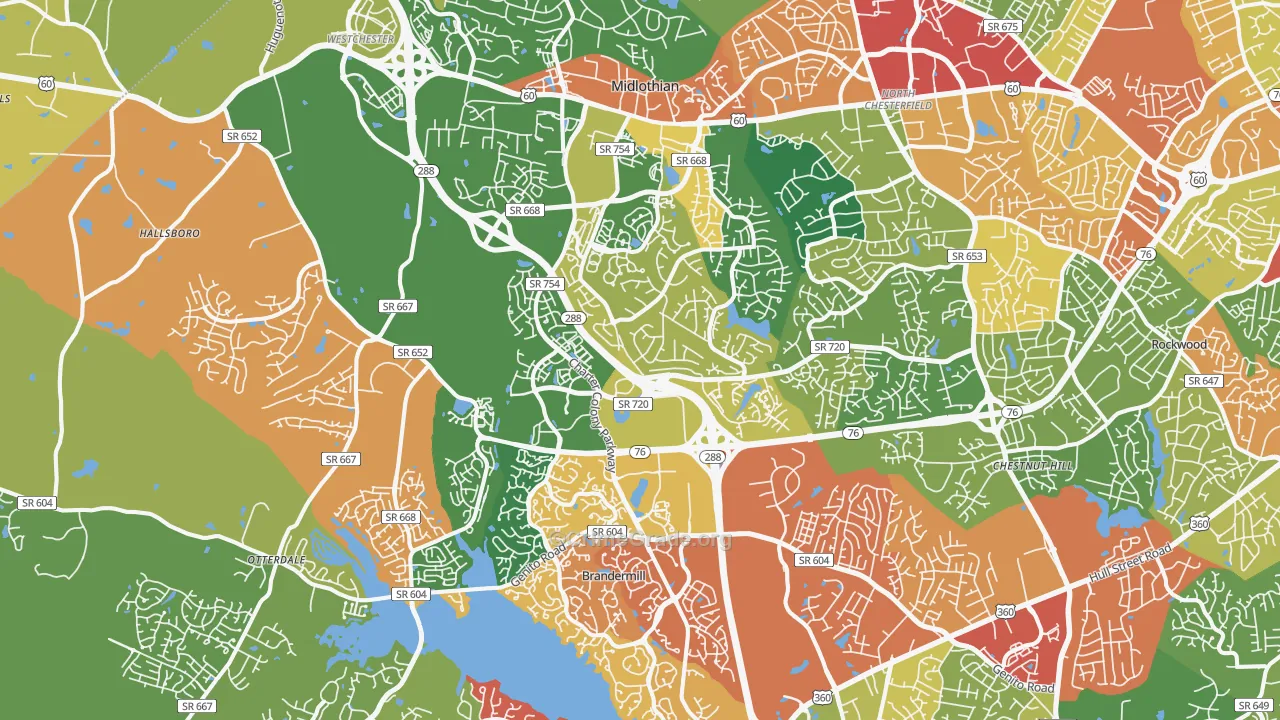 Midlothian, VA Map of Drug-Related Crime Rates
