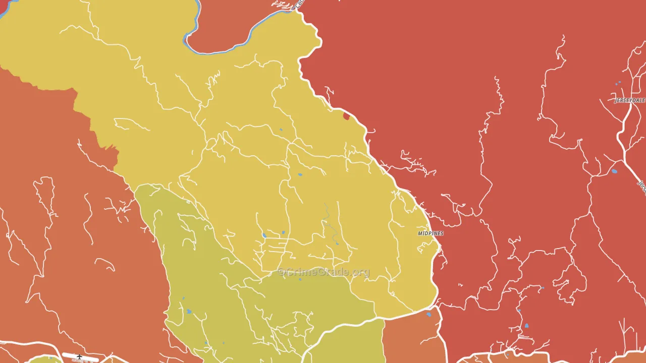 Midpines, CA Map of Drug-Related Crime Rates