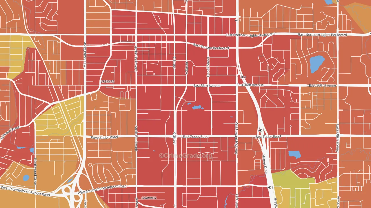 Midtown, Anchorage, AK Map of Drug-Related Crime Rates