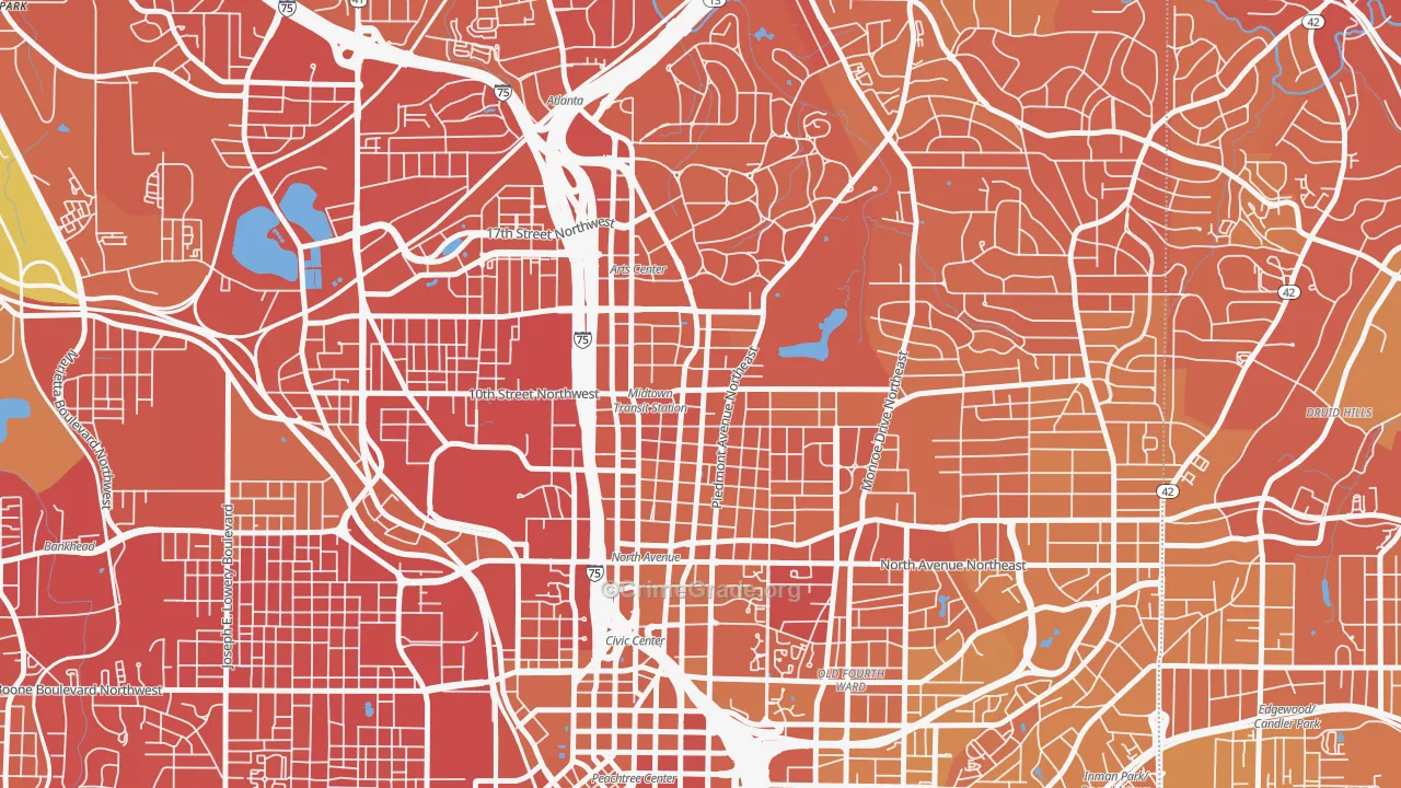 Midtown Atlanta, Atlanta, GA Map of Drug-Related Crime Rates