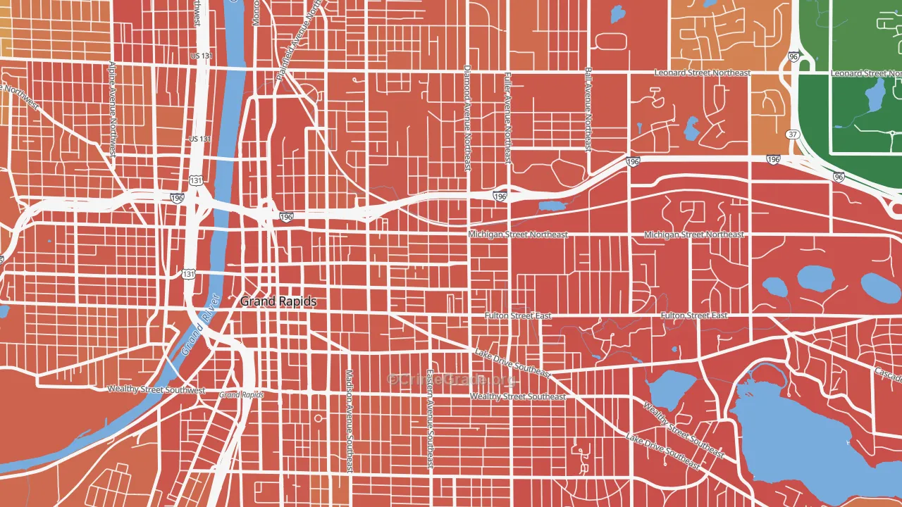 Midtown-Grand Rapids, Grand Rapids, MI Map of Drug-Related Crime Rates