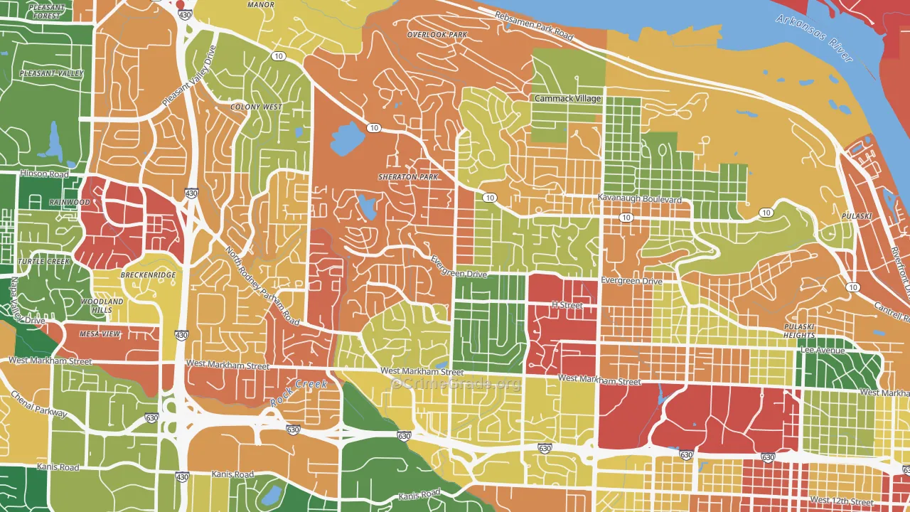 Midtown, Little Rock, AR Map of Drug-Related Crime Rates