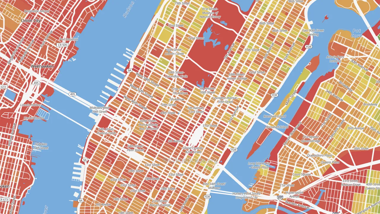 Midtown, Manhattan, NY Map of Drug-Related Crime Rates