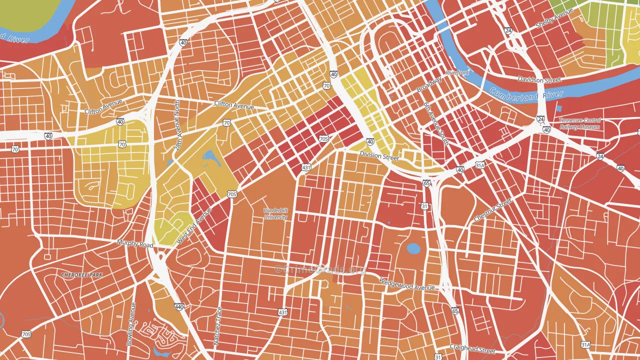 Midtown-Nashville, Nashville, TN Map of Drug-Related Crime Rates