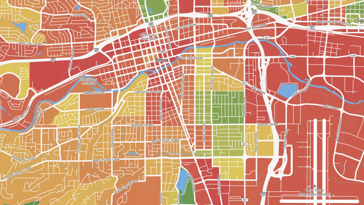 Midtown, Reno, NV Map of Drug-Related Crime Rates