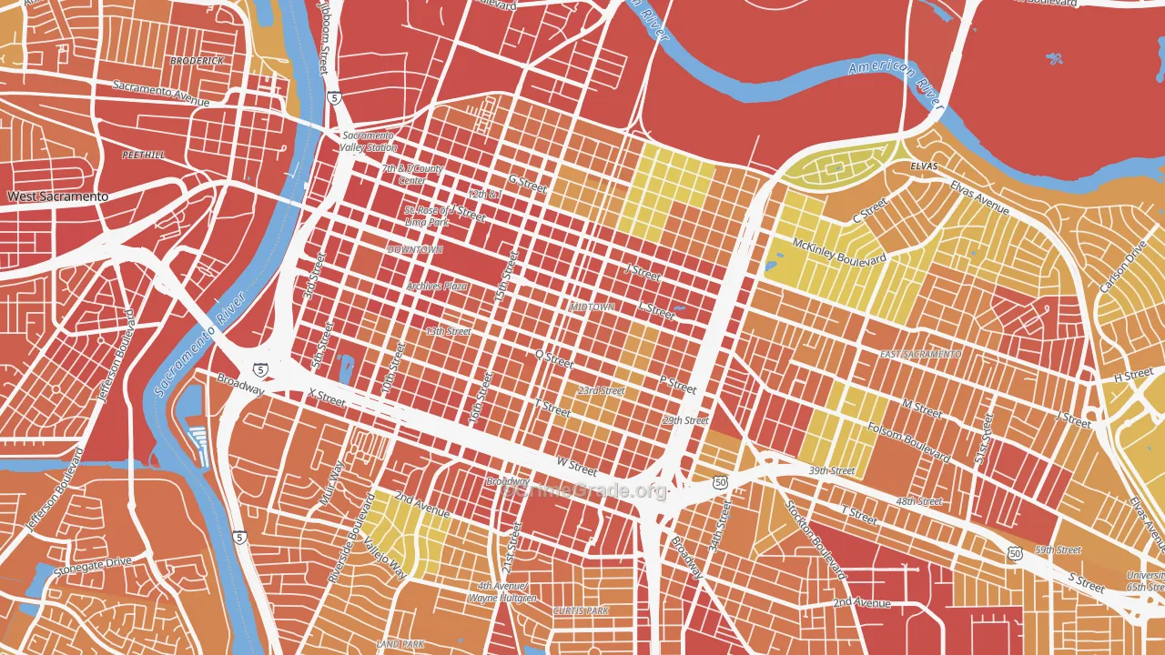 Midtown, Sacramento, CA Map of Drug-Related Crime Rates