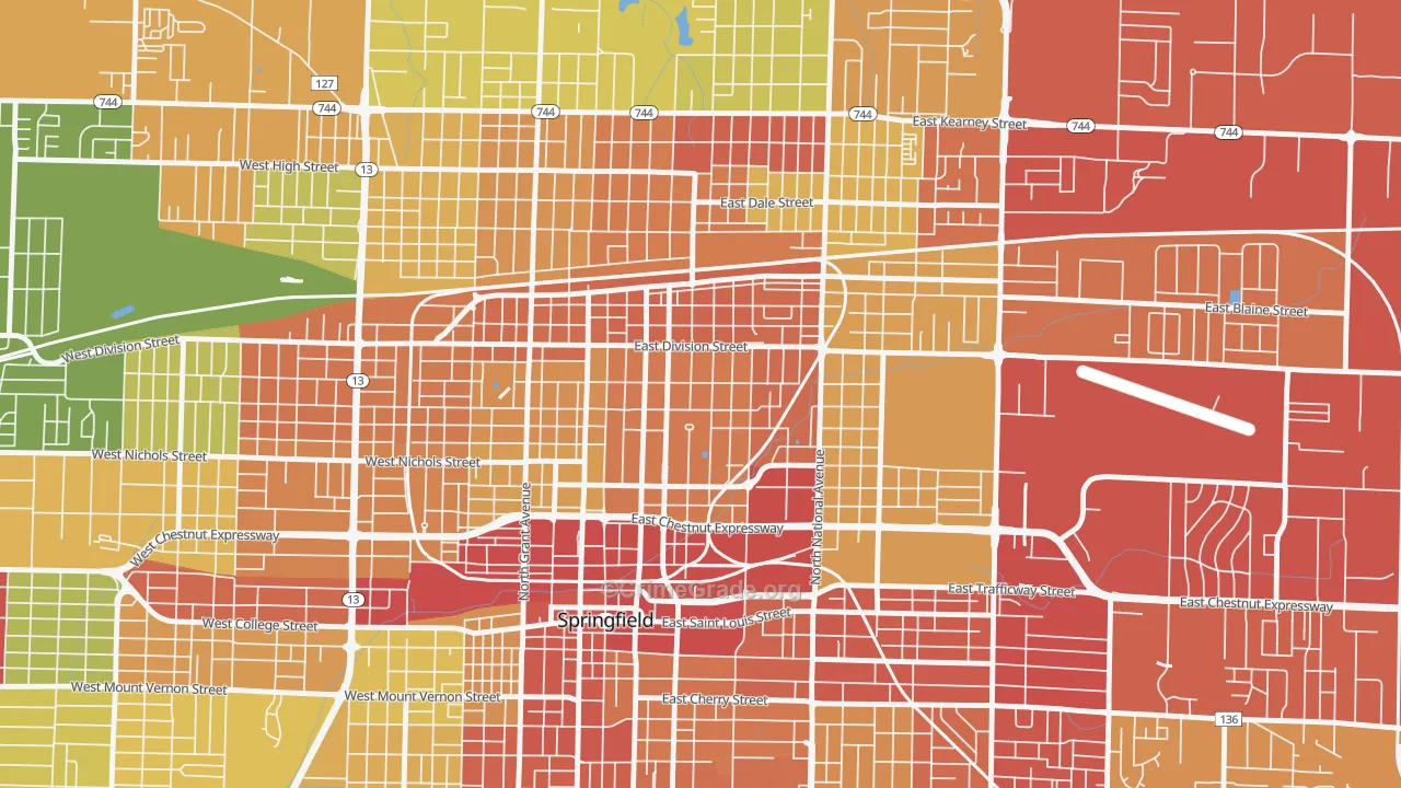 Midtown Springfield, Springfield, MO Map of Drug-Related Crime Rates