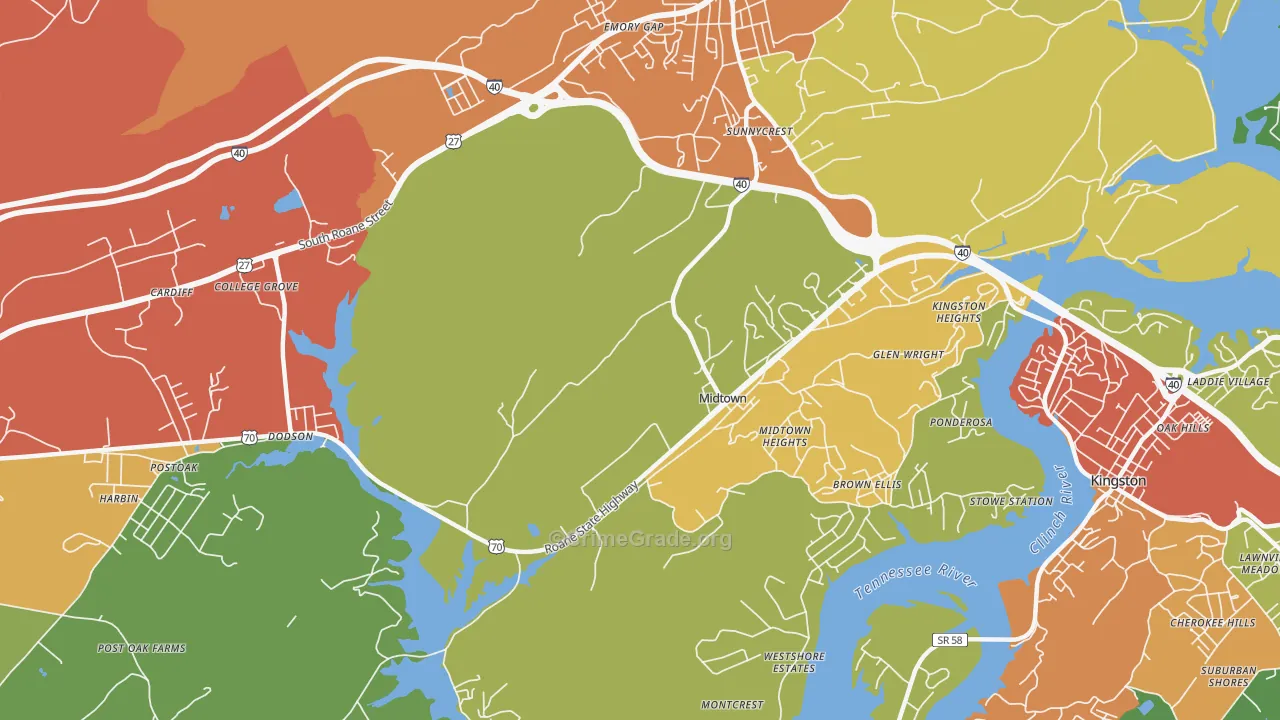 Midtown, TN Map of Drug-Related Crime Rates