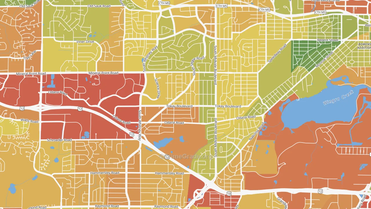 Midvale Heights, Madison, WI Map of Drug-Related Crime Rates