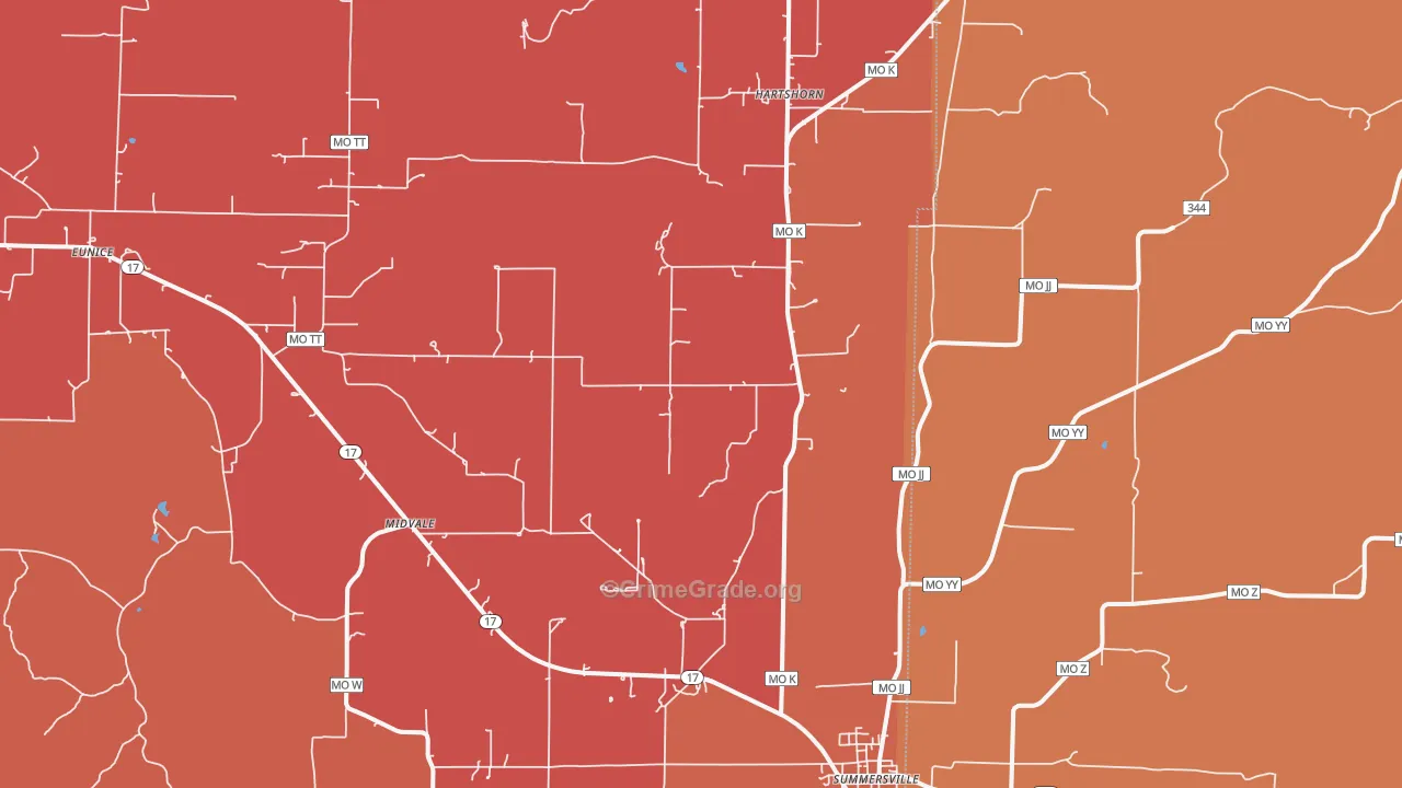 Midvale, MO Map of Drug-Related Crime Rates