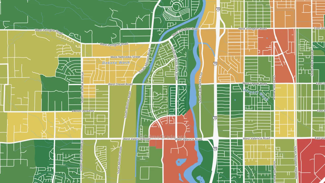 Midvale Park, Tucson, AZ Map of Drug-Related Crime Rates