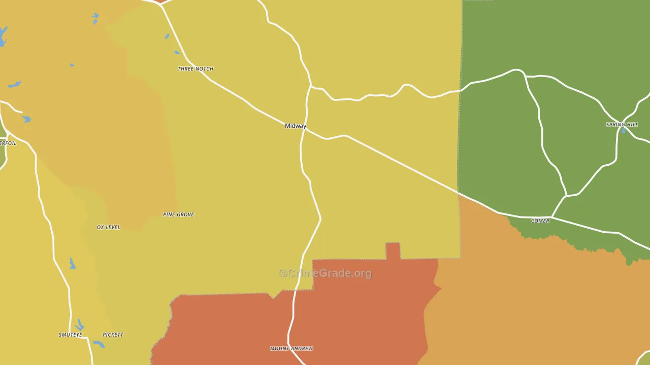 Midway, AL Map of Drug-Related Crime Rates