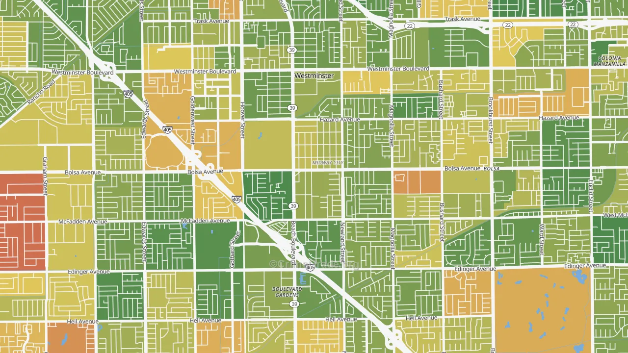 Midway City, CA Map of Drug-Related Crime Rates