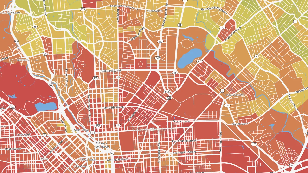 Midway-Coldstream, Baltimore, MD Map of Drug-Related Crime Rates