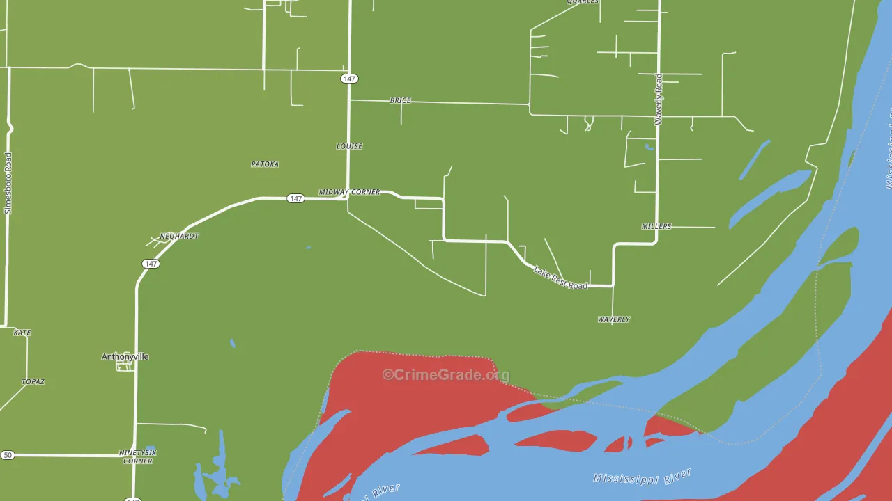 Midway Corner, AR Map of Drug-Related Crime Rates