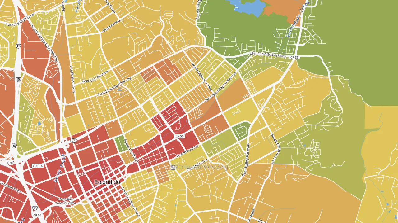 Midway, Escondido, CA Map of Drug-Related Crime Rates
