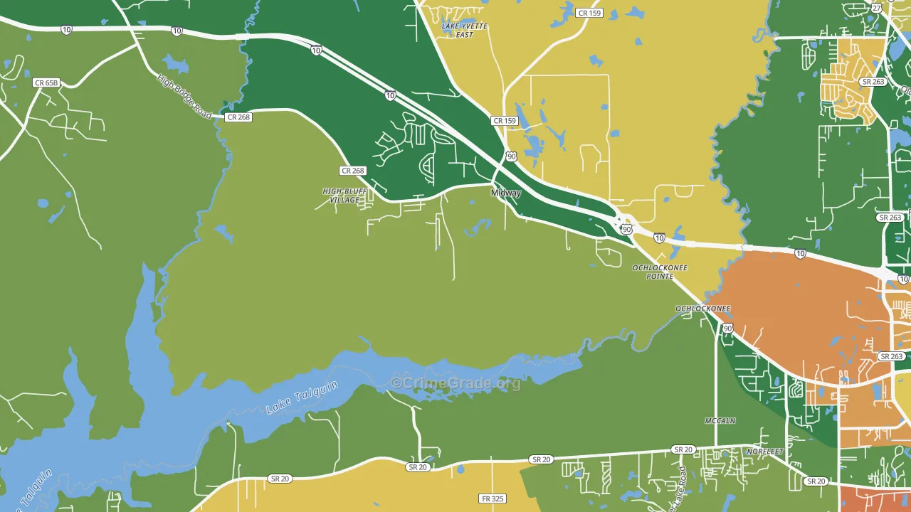 Midway, FL Map of Drug-Related Crime Rates