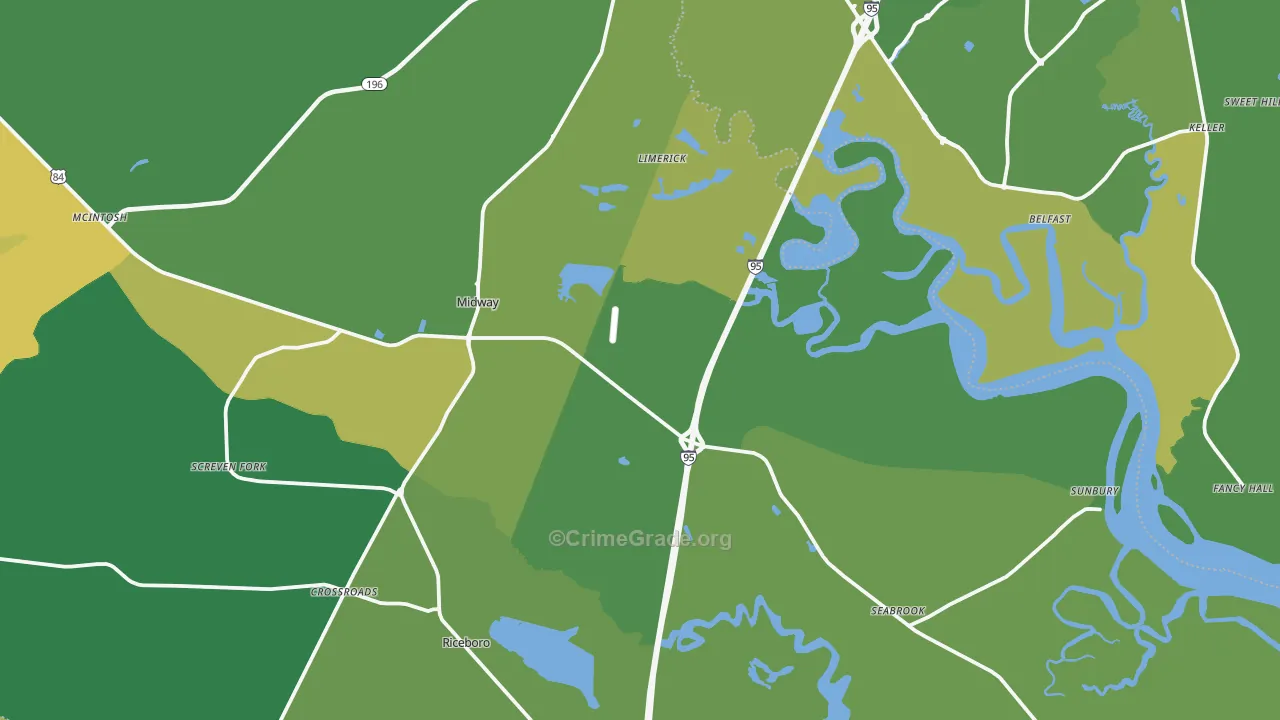 Midway, GA Map of Drug-Related Crime Rates
