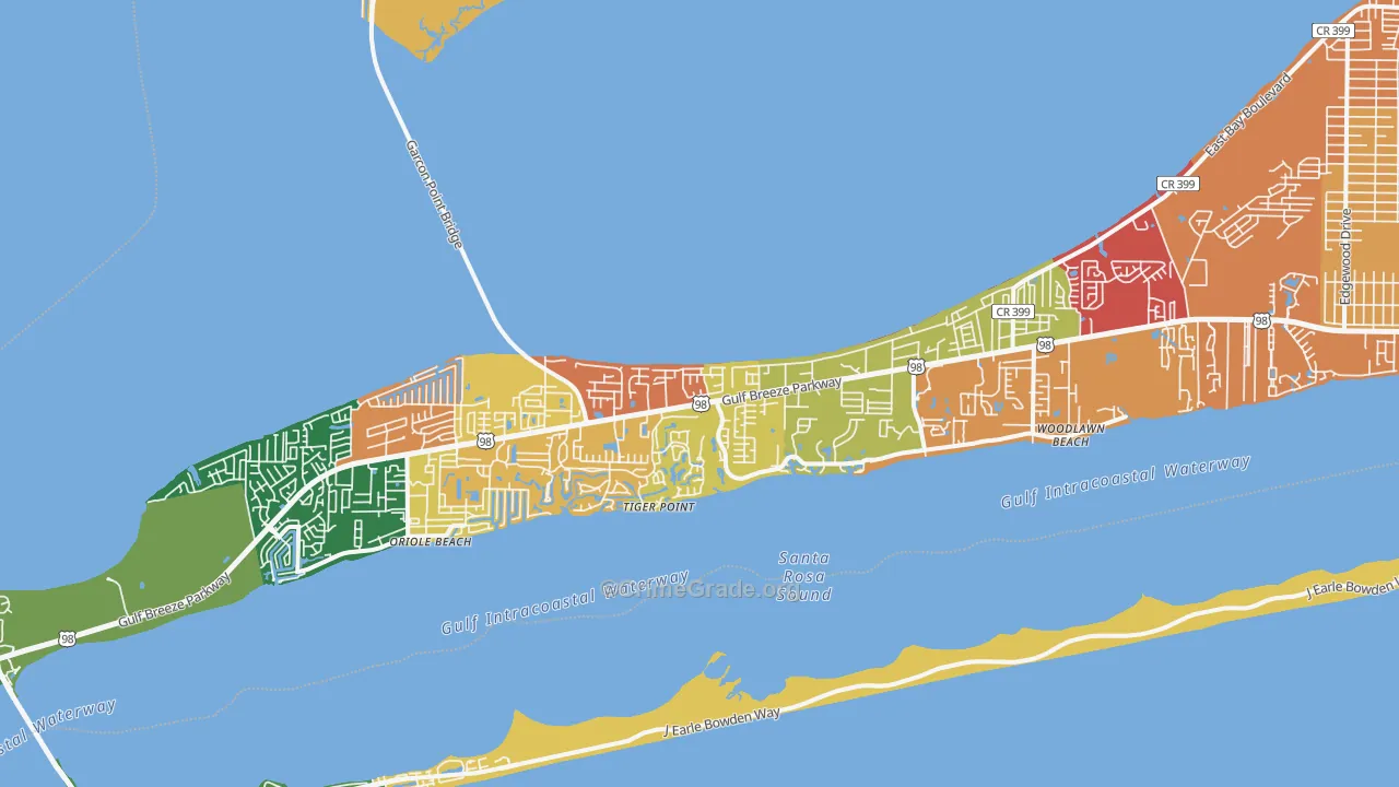 Midway, Gulf Breeze, FL Map of Drug-Related Crime Rates