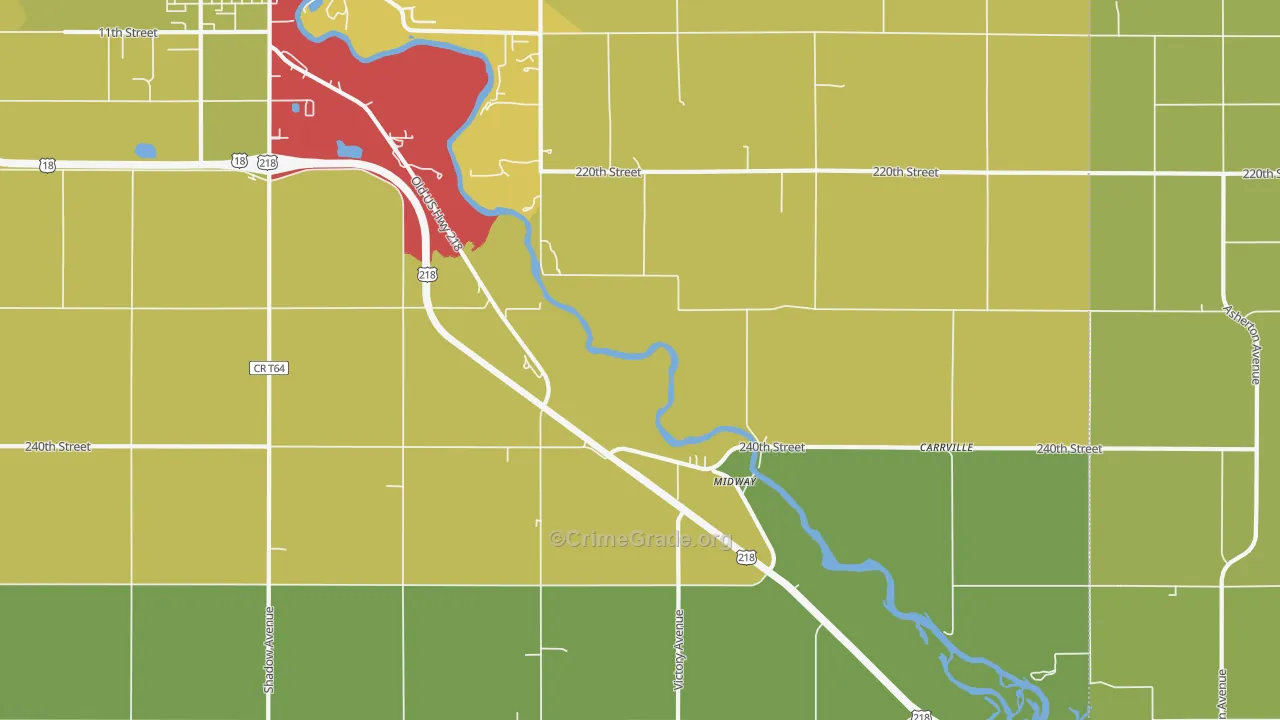 Midway, IA Map of Drug-Related Crime Rates
