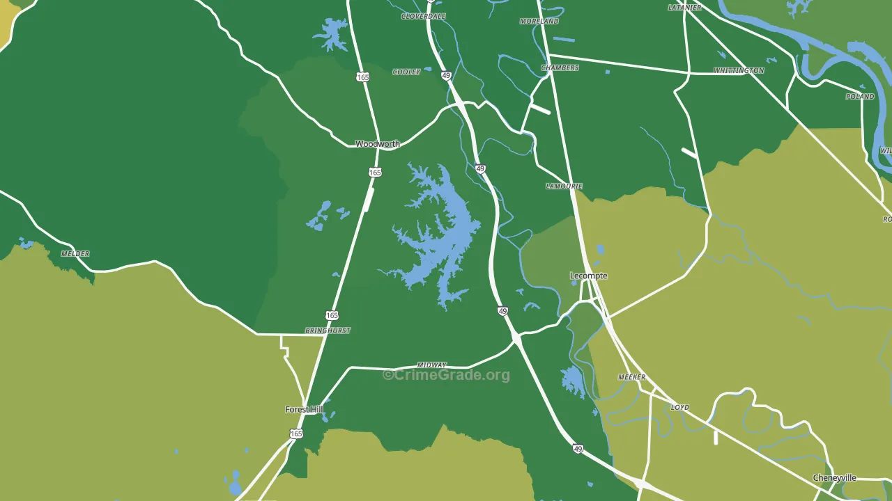 Midway, LA Map of Drug-Related Crime Rates