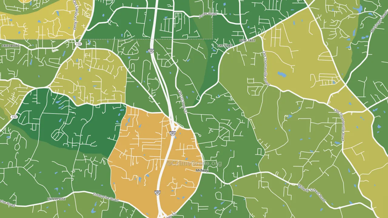 Midway, NC Map of Drug-Related Crime Rates