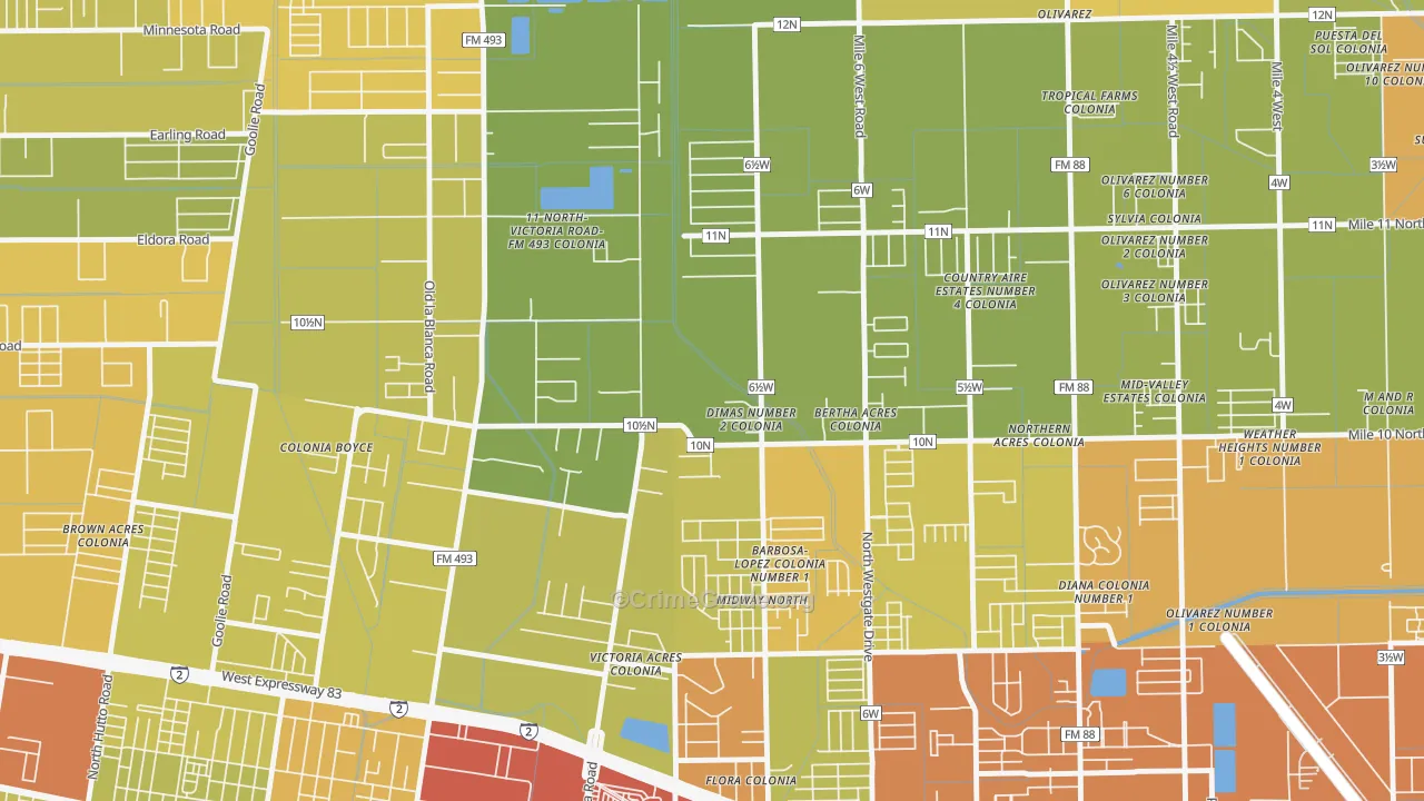 Midway North, TX Map of Drug-Related Crime Rates