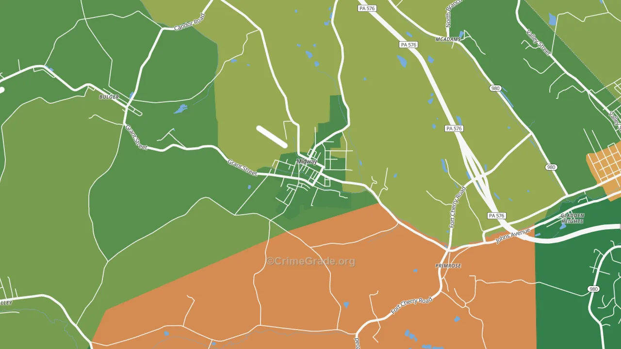 Midway, PA Map of Drug-Related Crime Rates