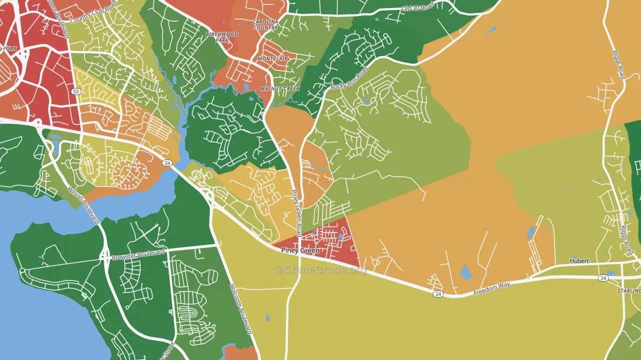 Midway Park, NC Map of Drug-Related Crime Rates