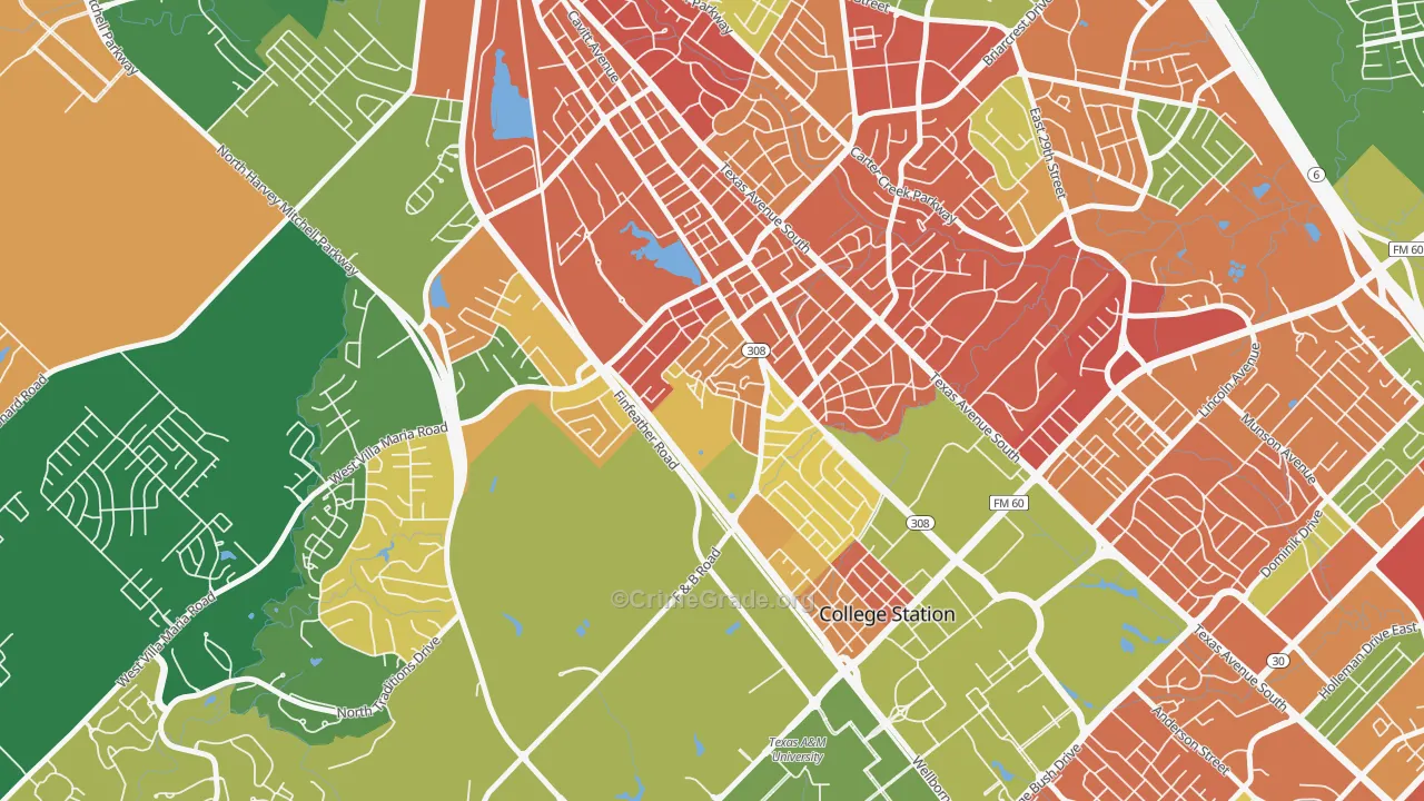 Midway Place, Bryan, TX Map of Drug-Related Crime Rates