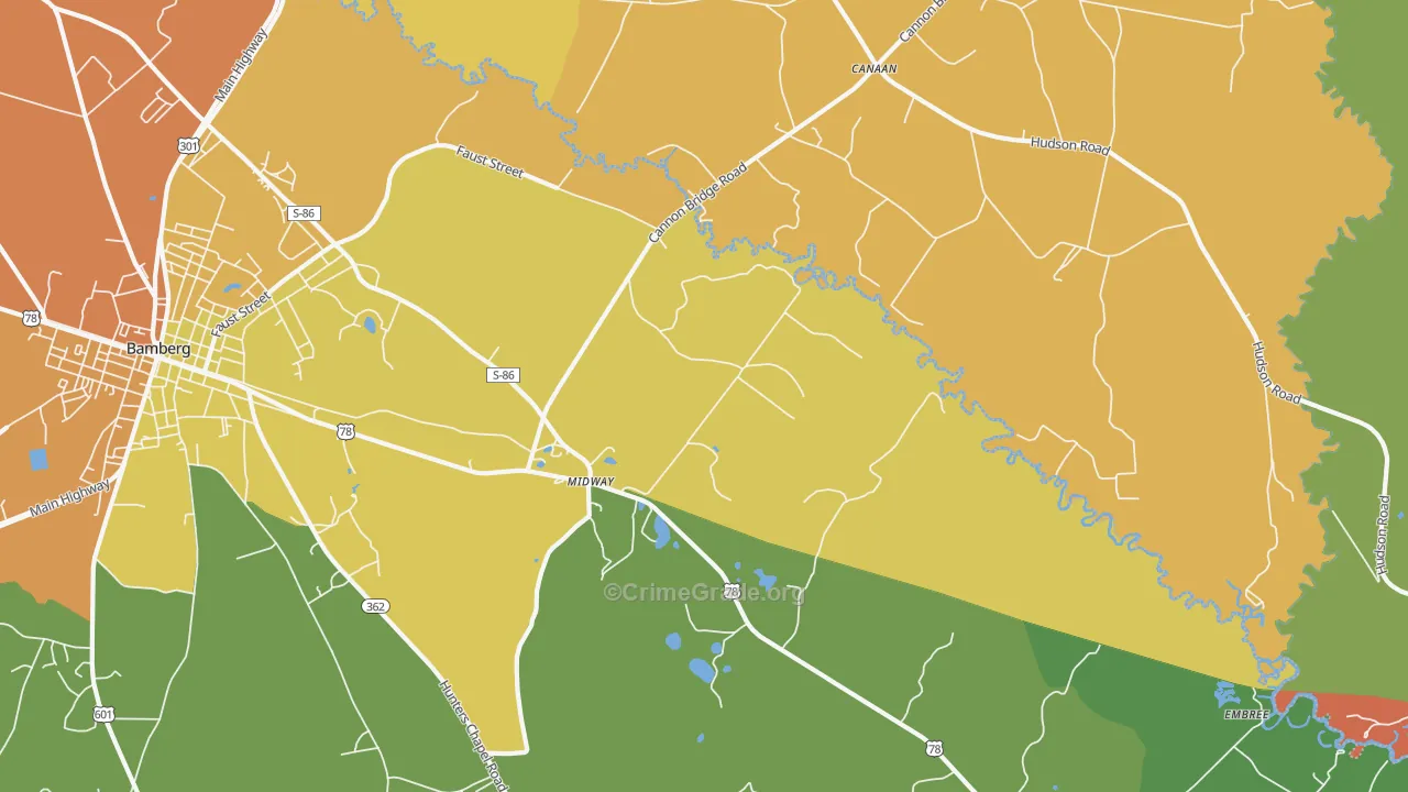 Midway, SC Map of Drug-Related Crime Rates