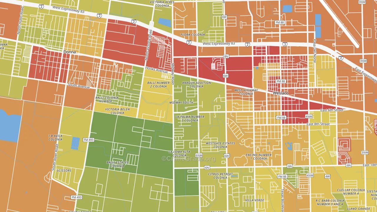 Midway South, TX Map of Drug-Related Crime Rates